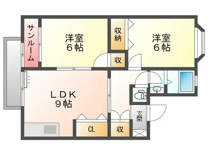 リュミエール(2LDK/1階)の間取り写真