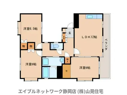 パルティール大岩(3LDK/3階)の間取り写真