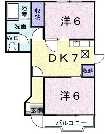クレメントB(2DK/1階)の間取り写真