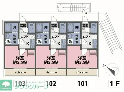 シナモンスクエア西谷(1K/1階)の間取り写真