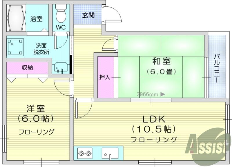 ヴィレッジ・みつ葉A(2LDK/2階)の間取り写真