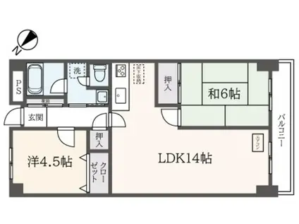 レジデンス永山(2LDK/1階)の間取り写真