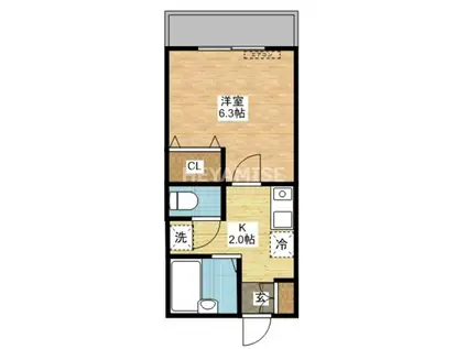 アミティ南山手(1K/2階)の間取り写真