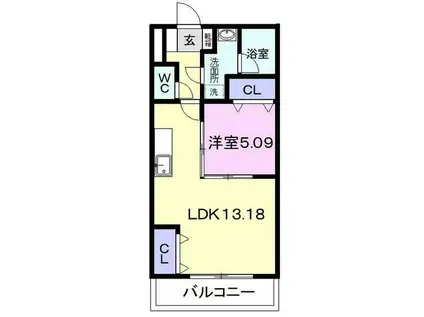 カンフィーシャトー(1LDK/3階)の間取り写真