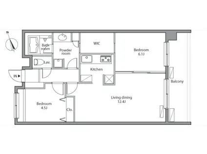 レジディア祐天寺(1SLDK/3階)の間取り写真