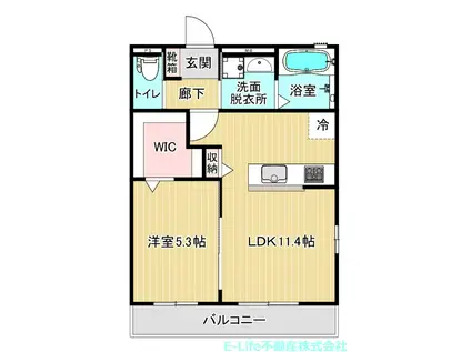 ラ コリーナ大津(1LDK/1階)の間取り写真