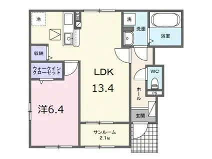 グラース(1LDK/1階)の間取り写真