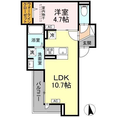 セレスティア豊島N(1LDK/2階)の間取り写真