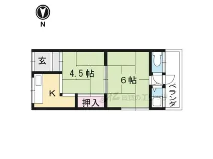 よすみコーポB棟(2K/1階)の間取り写真