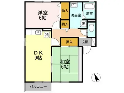 セジュール中丸(2DK/2階)の間取り写真