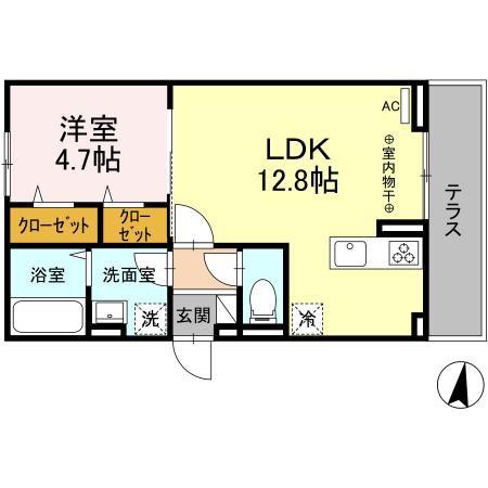 D-ROOMやはたII(1LDK/1階)の間取り写真