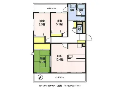 クラスガーデン相模大野壱番館(3LDK/4階)の間取り写真