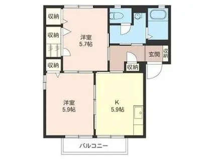 シャーメゾンしらさぎA(1LDK/2階)の間取り写真