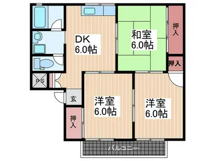 シャルム21(3DK/1階)の間取り写真
