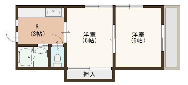 エーデルハイム須磨(2K/1階)の間取り写真