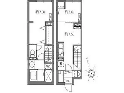 ソラシアレジデンス学芸大学II(2DK/1階)の間取り写真