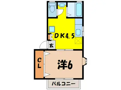 コンフォートハイツ(1DK/2階)の間取り写真