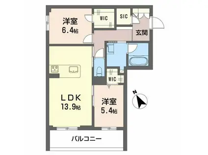シャーメゾンサクラスクエア本郷(2LDK/2階)の間取り写真