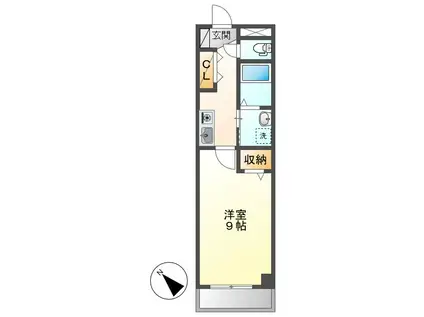 プラシード倉敷(1K/3階)の間取り写真