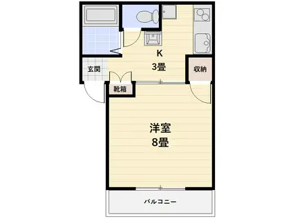 プレジール藤原(1K/1階)の間取り写真