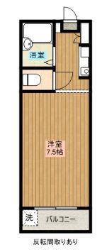 スカイコート宮崎(1K/2階)の間取り写真