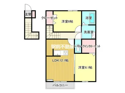 ベルクレージュ鍋島駅前(2LDK/2階)の間取り写真