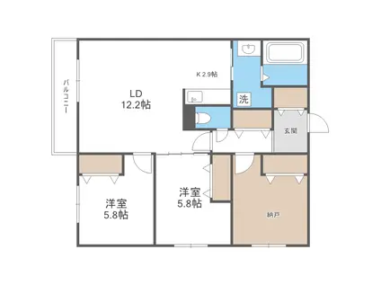 ウェルブライト 朝日レジデンス(3LDK/2階)の間取り写真