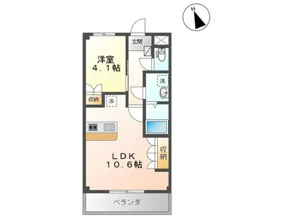 ポルトボナー(1LDK/2階)の間取り写真