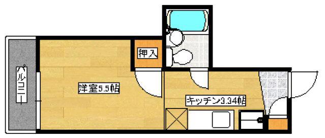 うしおマンション(1K/6階)の間取り写真