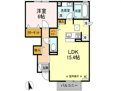 ダイヤモンドミスト(1LDK/1階)の間取り写真