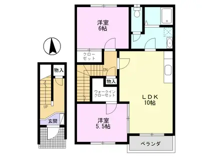 オーシャンブリーズ II 2F(2LDK/2階)の間取り写真