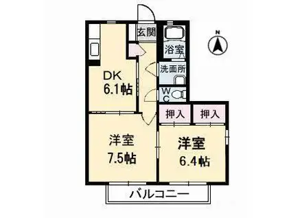 シャーメゾンきららB(2DK/2階)の間取り写真