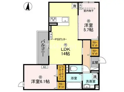 D-ROOM・MB(2LDK/3階)の間取り写真