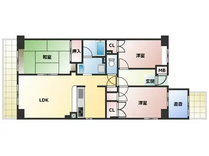 ゼンコウコーポラス8号館(3LDK/1階)の間取り写真