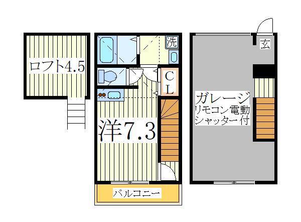SKガレジオ小林I(ワンルーム/1階)の間取り写真