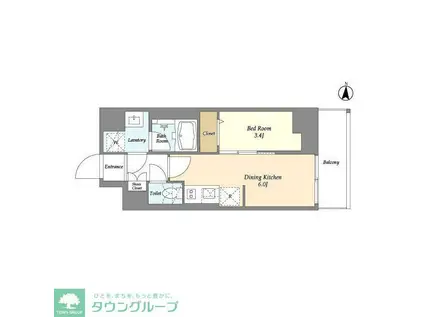 グランカーサ菊川(1DK/6階)の間取り写真