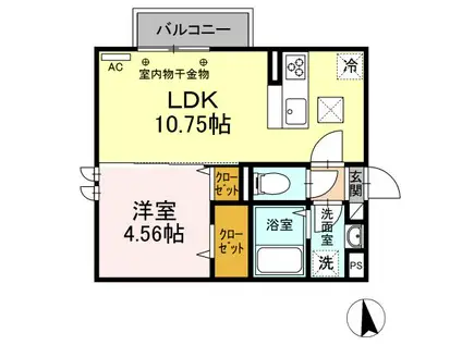 クローバーハイツ21(1LDK/1階)の間取り写真