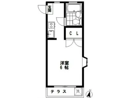 太陽ハイム(ワンルーム/1階)の間取り写真