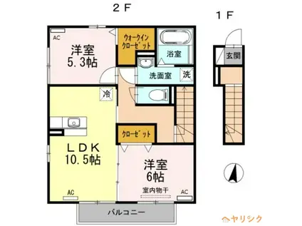 グランコート南山(2LDK/2階)の間取り写真