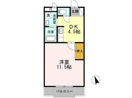 エキスパートヴィラ(1DK/1階)の間取り写真