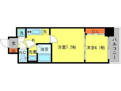 セレニテ本町エコート(1LDK/3階)の間取り写真