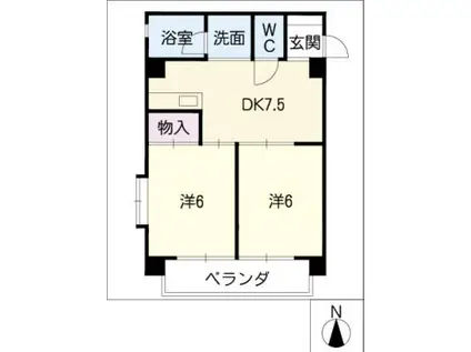 第2マルカネビル(2DK/4階)の間取り写真