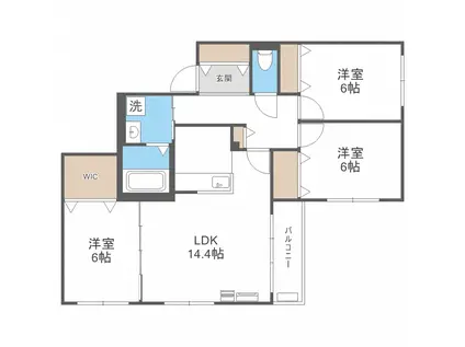 ZABO HILLS MINAMIMARUYAMA(3LDK/3階)の間取り写真