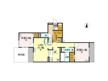 スペチアーレ背戸口(2LDK/2階)の間取り写真