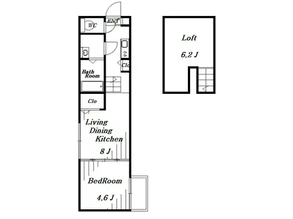 アメトリン(1LDK/2階)の間取り写真