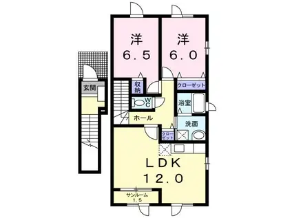 メゾン桜I(2LDK/2階)の間取り写真