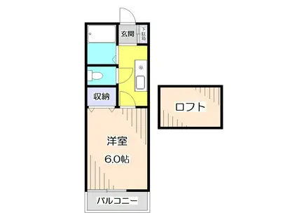 クレセントハイツ星の宮(1K/1階)の間取り写真