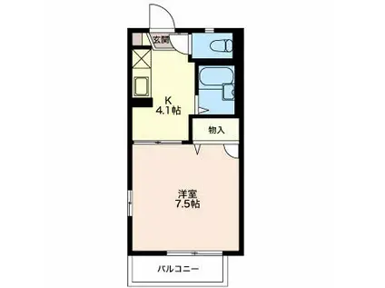 ディアス内川 B(1K/2階)の間取り写真