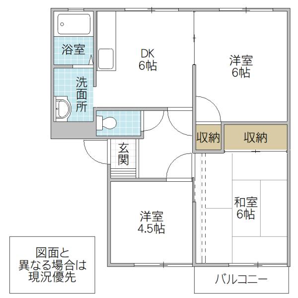 カーサ・アトリオB(3DK/2階)の間取り写真