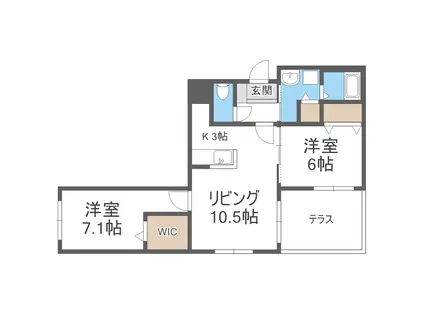 ライズステージ元町(2LDK/1階)の間取り写真